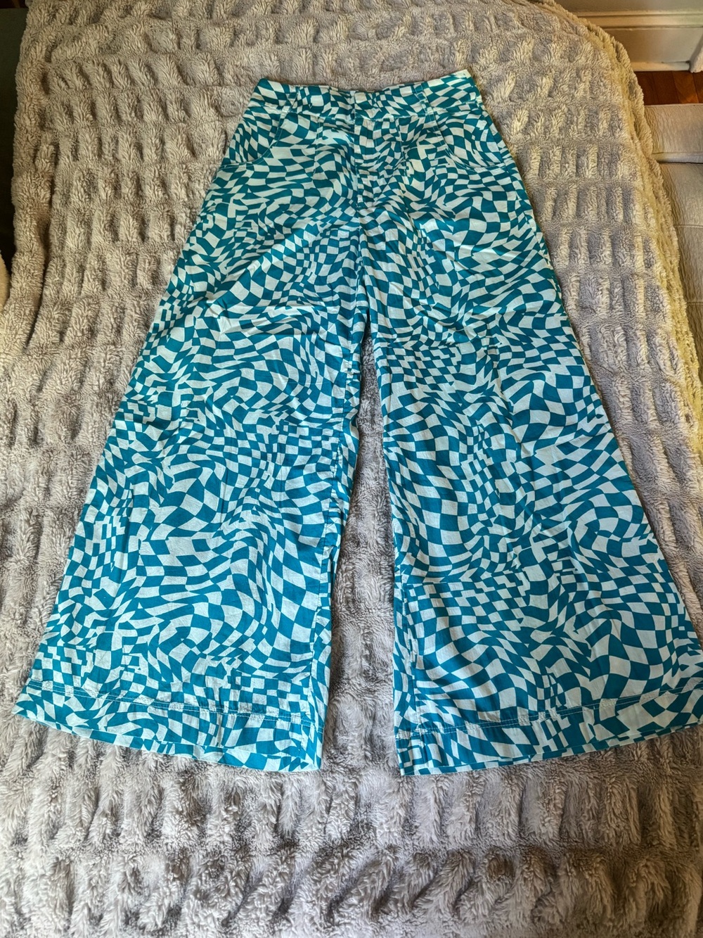 Free People Blue & White Flared Pants